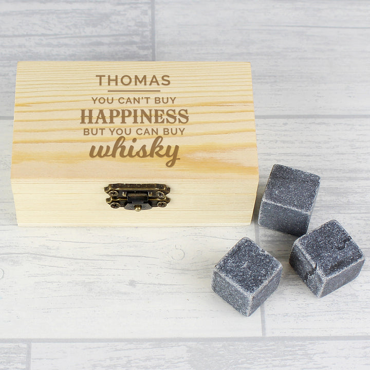 Personalised Happiness Whisky Stones - part of the Gifts Finder Personalised Whisky Glasses, Decanters & Gift Sets collection