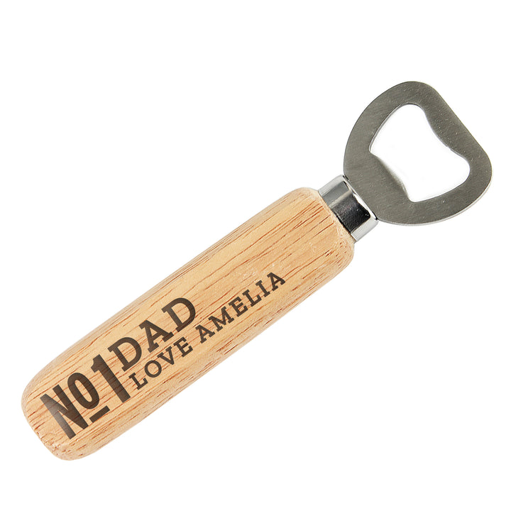 Buy Personalised No.1 Wooden Bottle Opener at www.giftsfinder.co.uk