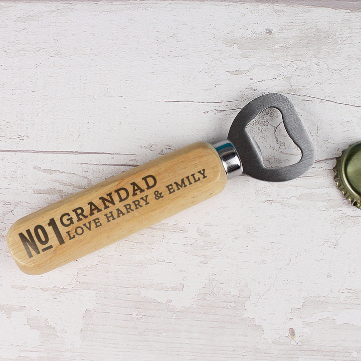 Buy Personalised No.1 Wooden Bottle Opener at www.giftsfinder.co.uk