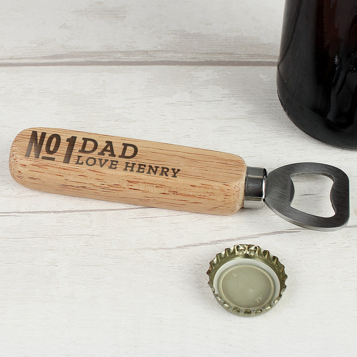 Buy Personalised No.1 Wooden Bottle Opener at www.giftsfinder.co.uk