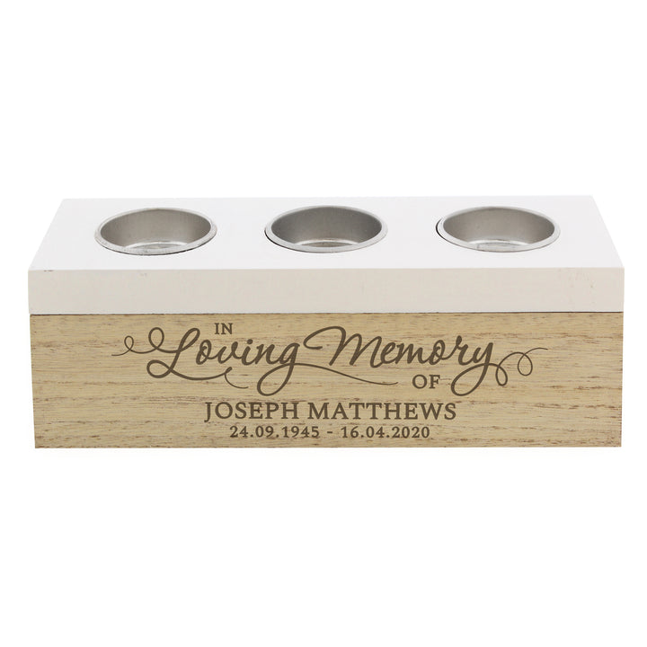 Personalised In Loving Memory Triple Tea Light Box - part of the Gifts Finder Personalised Tea Light Holders collection