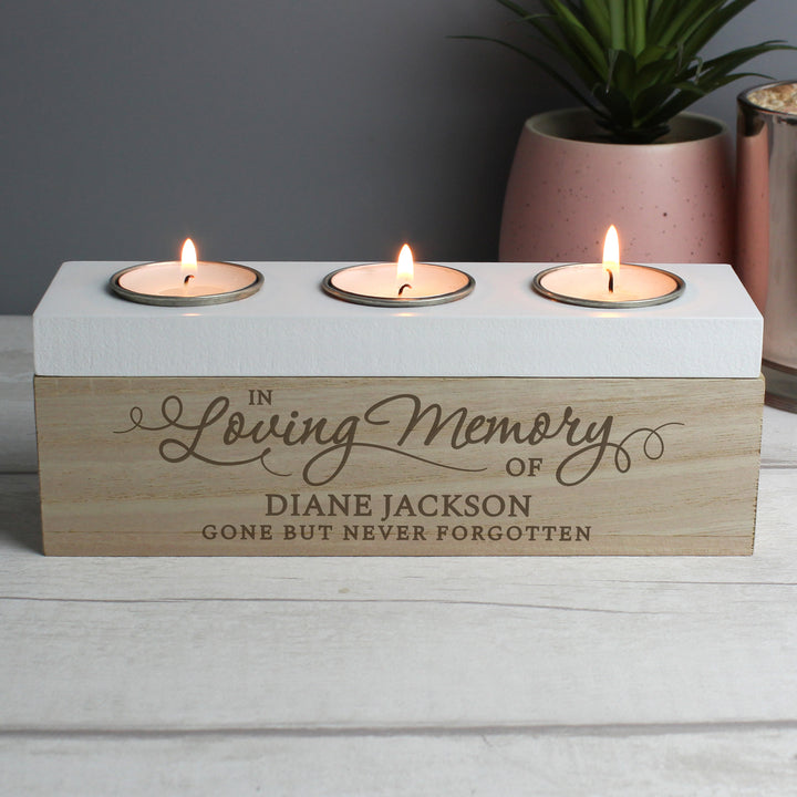 Personalised In Loving Memory Triple Tea Light Box - part of the Gifts Finder Personalised Tea Light Holders collection