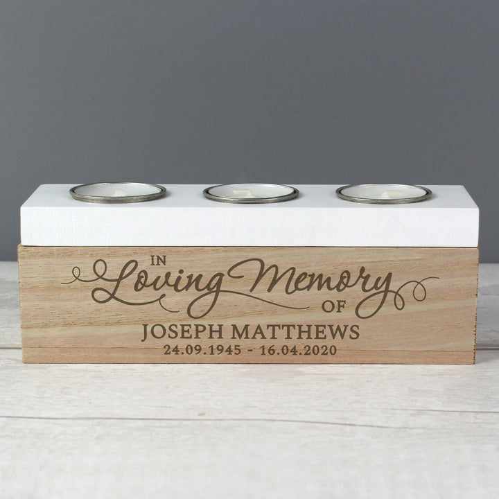 Personalised In Loving Memory Triple Tea Light Box - part of the Gifts Finder Personalised Tea Light Holders collection