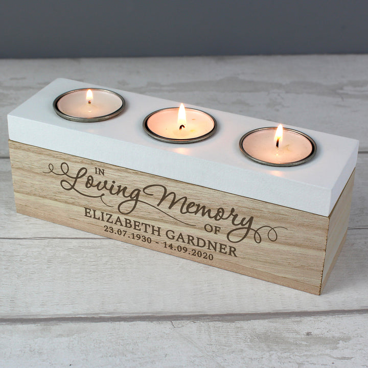 Personalised In Loving Memory Triple Tea Light Box - part of the Gifts Finder Personalised Tea Light Holders collection