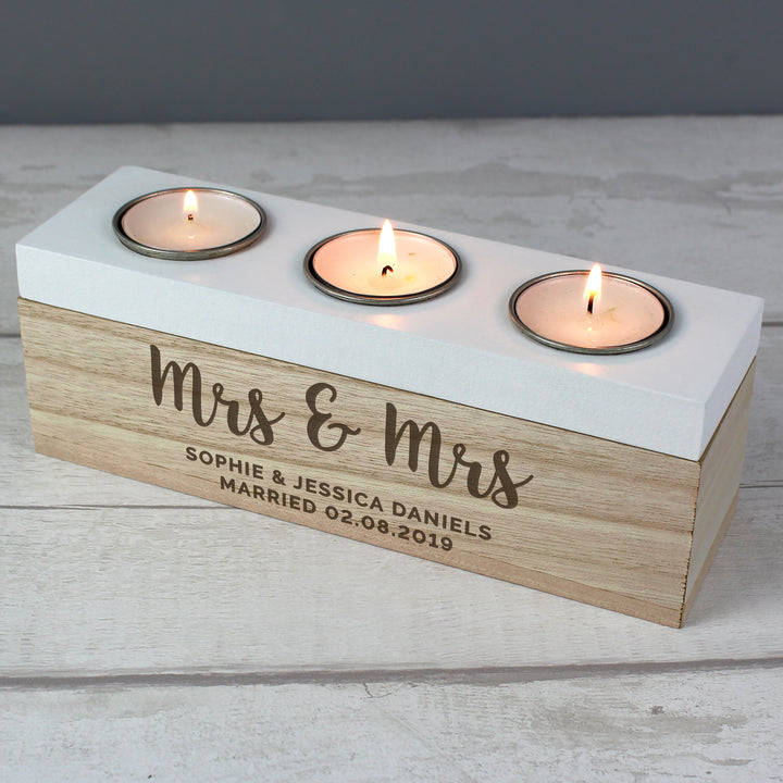 Buy Personalised Married Couple Triple Tea Light Box at www.giftsfinder.co.uk