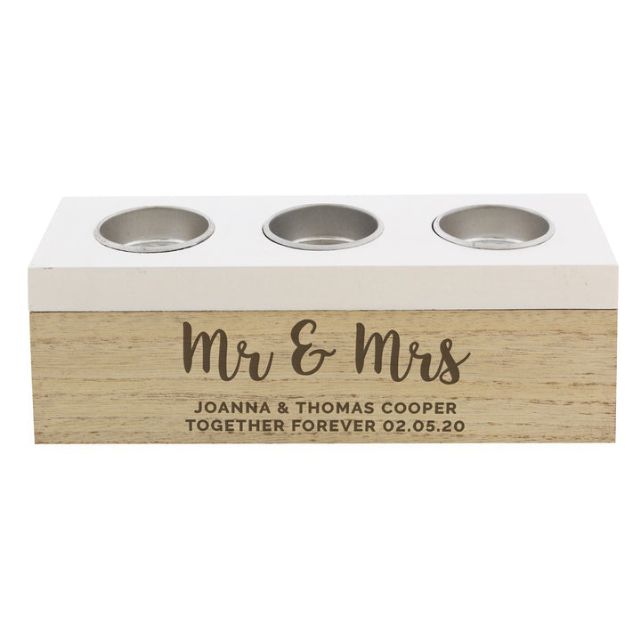 Buy Personalised Married Couple Triple Tea Light Box at www.giftsfinder.co.uk