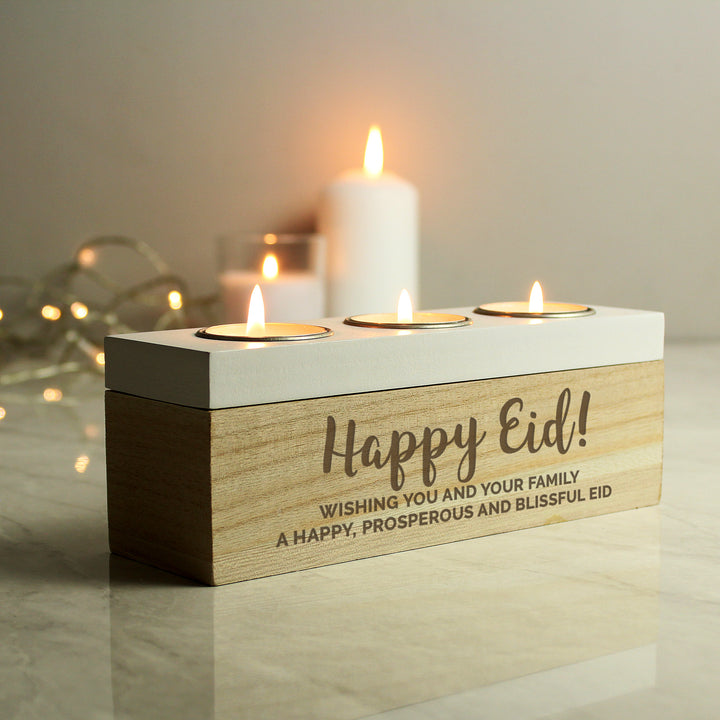 Buy Personalised Free Text Triple Tea Light Box available now at www.giftsfinder.co.uk