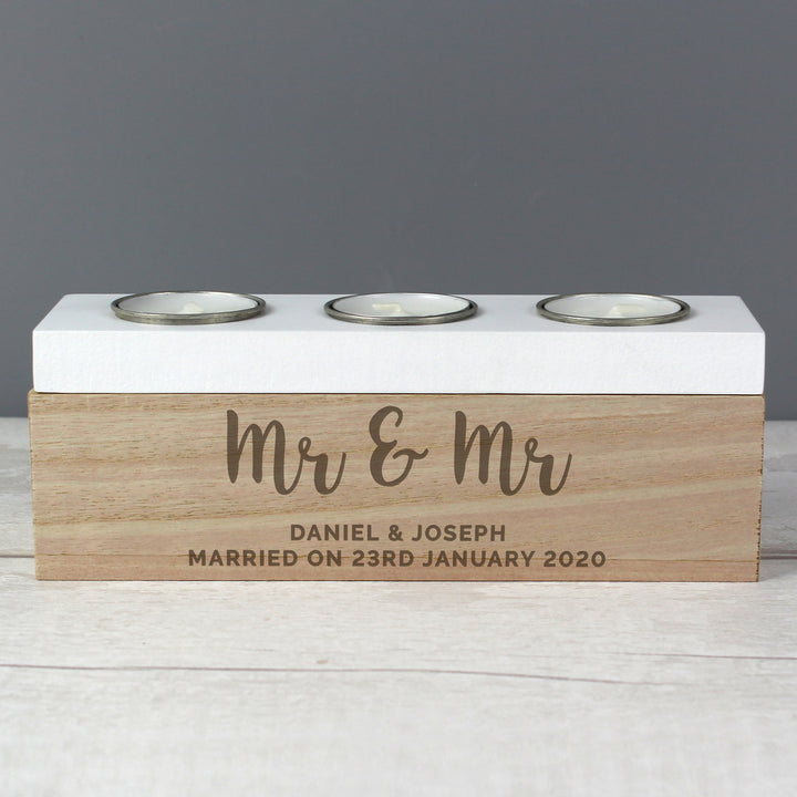 Buy Personalised Married Couple Triple Tea Light Box at www.giftsfinder.co.uk