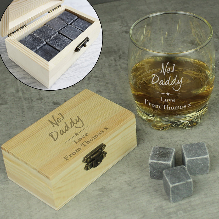 Buy Personalised No.1 Cooling Stones & Glass Set at www.giftsfinder.co.uk