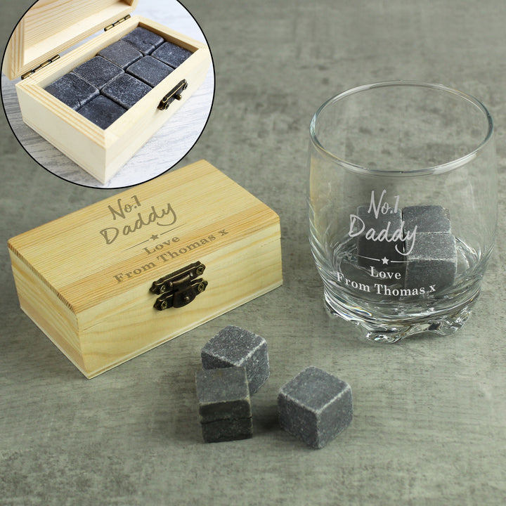 Buy Personalised No.1 Cooling Stones & Glass Set at www.giftsfinder.co.uk