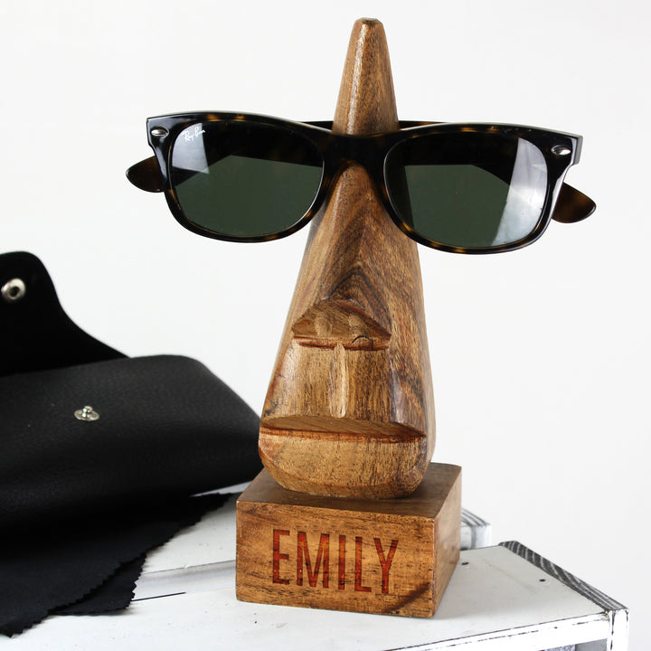 Buy Personalised Wooden Nose-Shaped Glasses Holder at www.giftsfinder.co.uk