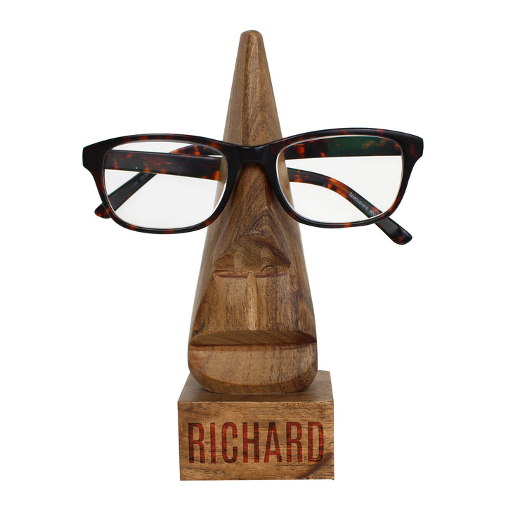 Buy Personalised Wooden Nose-Shaped Glasses Holder at www.giftsfinder.co.uk