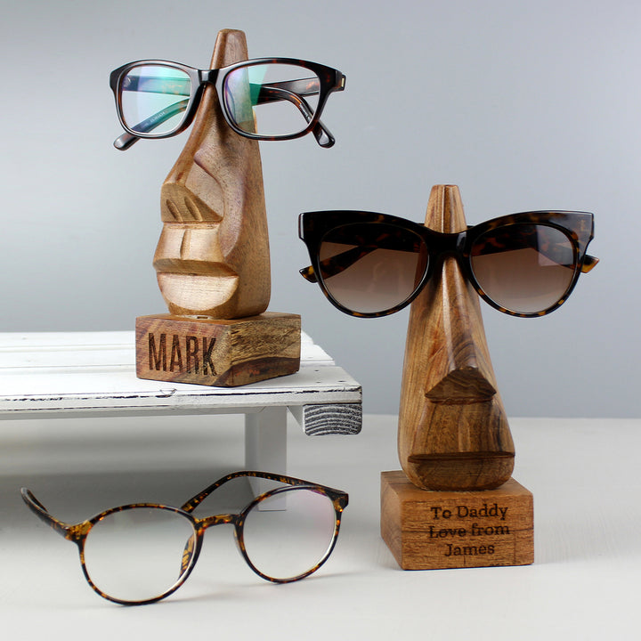 Buy Personalised Wooden Nose-Shaped Glasses Holder at www.giftsfinder.co.uk