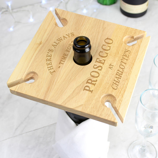 Buy Personalised Prosecco Four Prosecco flute Holder & Bottle Holder at www.giftsfinder.co.uk