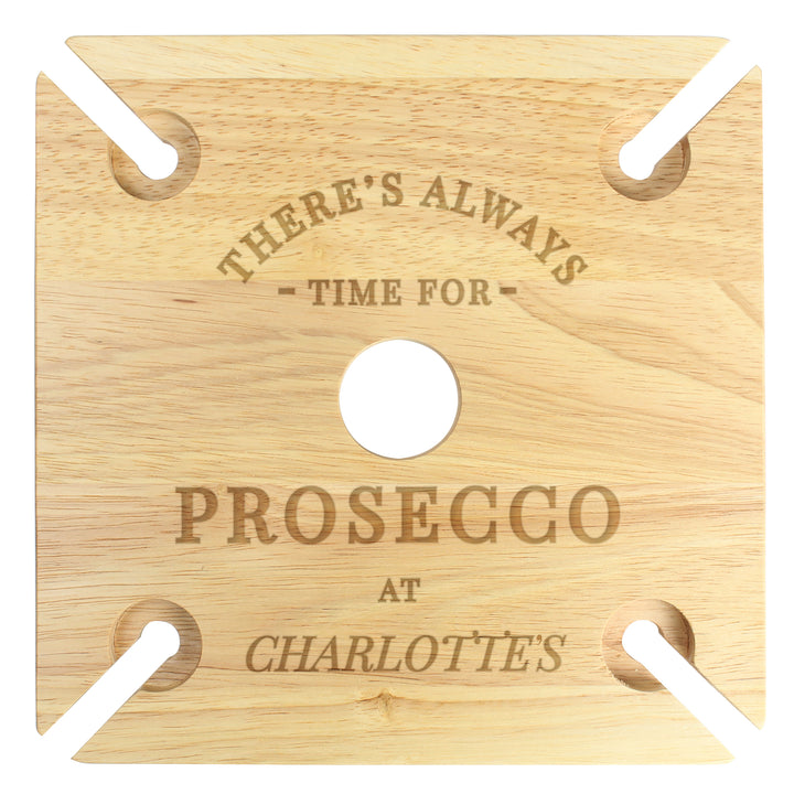 Buy Personalised Prosecco Four Prosecco flute Holder & Bottle Holder at www.giftsfinder.co.uk