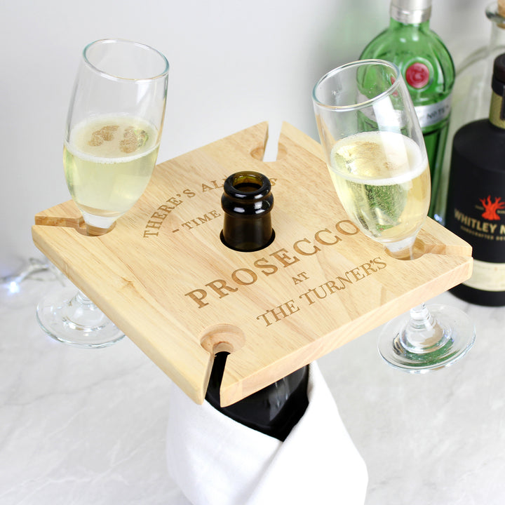 Buy Personalised Prosecco Four Prosecco flute Holder & Bottle Holder at www.giftsfinder.co.uk