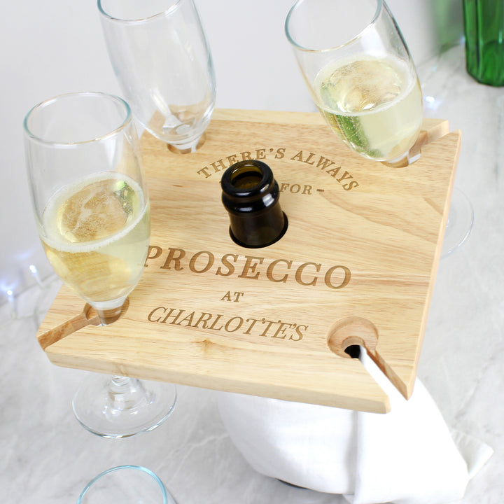 Buy Personalised Prosecco Four Prosecco flute Holder & Bottle Holder at www.giftsfinder.co.uk