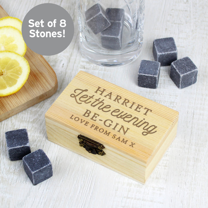 Buy Personalised Let The Evening Be-Gin Cooling Stones at www.giftsfinder.co.uk