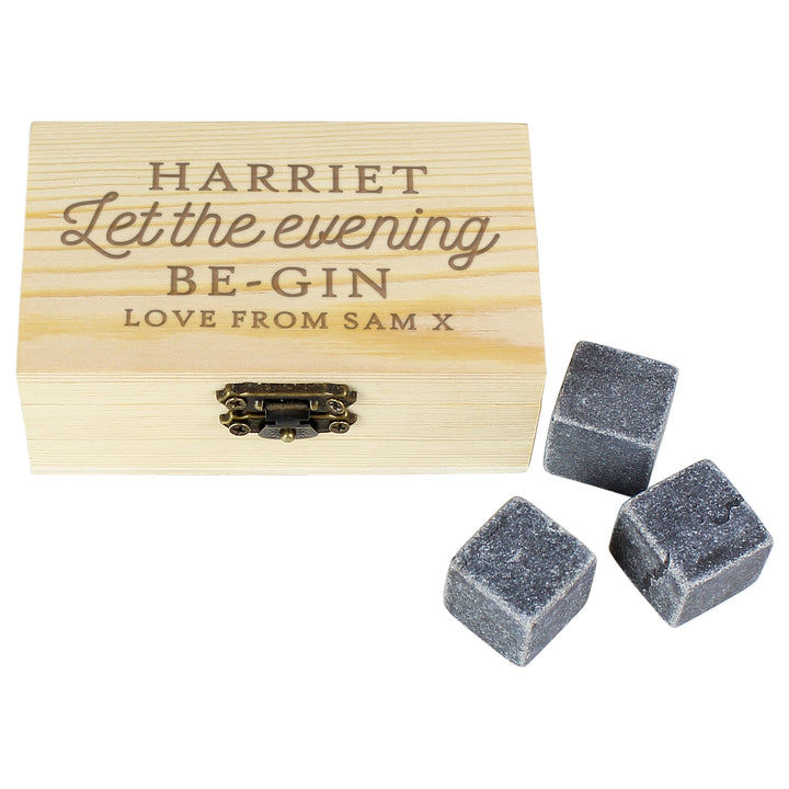 Buy Personalised Let The Evening Be-Gin Cooling Stones at www.giftsfinder.co.uk