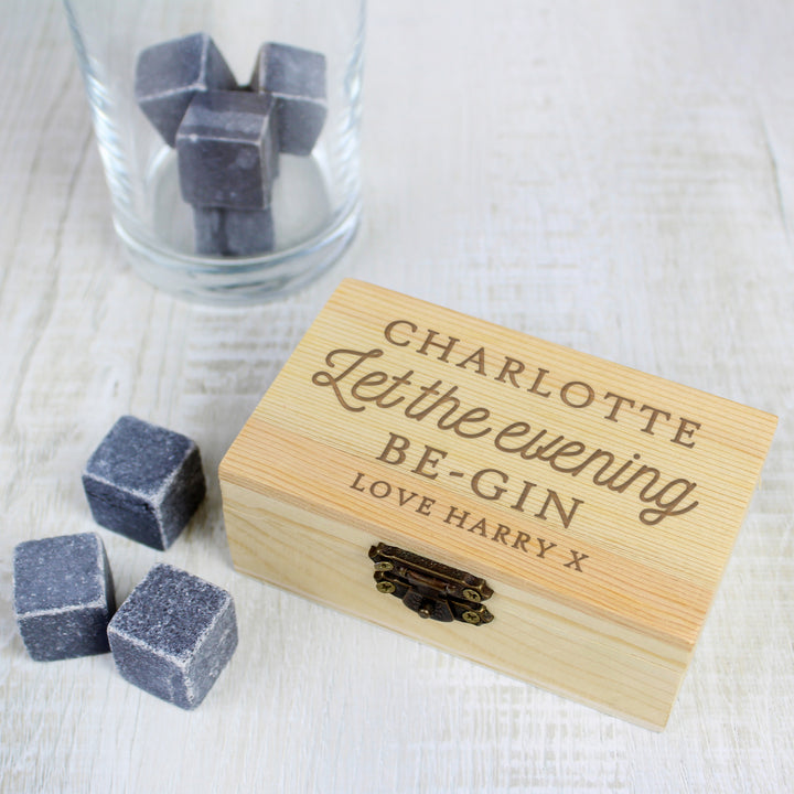 Buy Personalised Let The Evening Be-Gin Cooling Stones at www.giftsfinder.co.uk