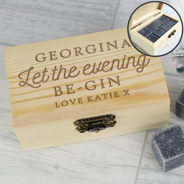 Buy Personalised Let The Evening Be-Gin Cooling Stones at www.giftsfinder.co.uk