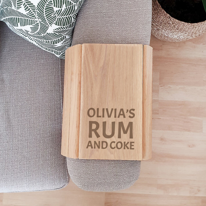 Buy Personalised Large Free Text Wooden Sofa Tray at www.giftsfinder.co.uk