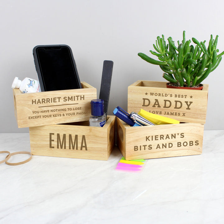 Buy Personalised Name Only Mini Wooden Crate at www.giftsfinder.co.uk