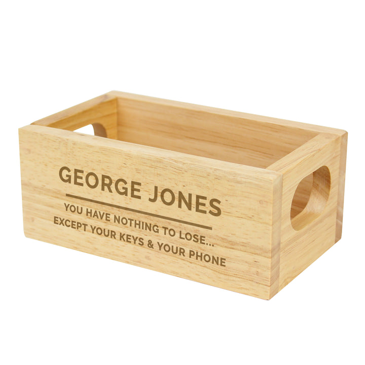 Buy Personalised Free Text Mini Wooden Crate at www.giftsfinder.co.uk