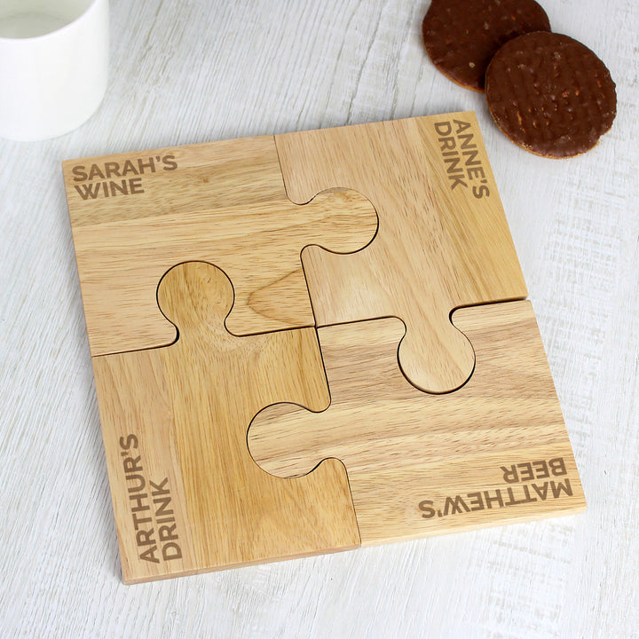 Buy Personalised Free Text Jigsaw Coasters at www.giftsfinder.co.uk