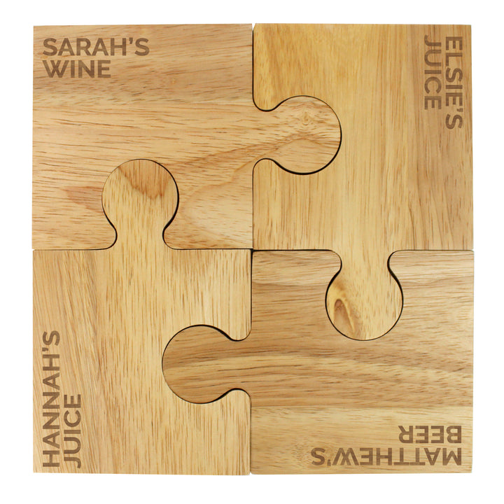 Buy Personalised Free Text Jigsaw Coasters at www.giftsfinder.co.uk