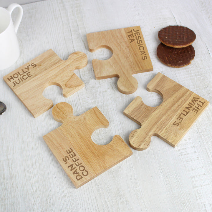 Buy Personalised Free Text Jigsaw Coasters at www.giftsfinder.co.uk