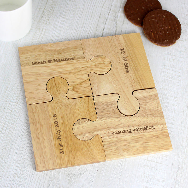 Buy Personalised Message Jigsaw Coasters at www.giftsfinder.co.uk