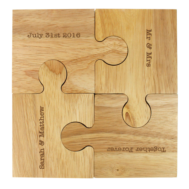 Buy Personalised Message Jigsaw Coasters at www.giftsfinder.co.uk