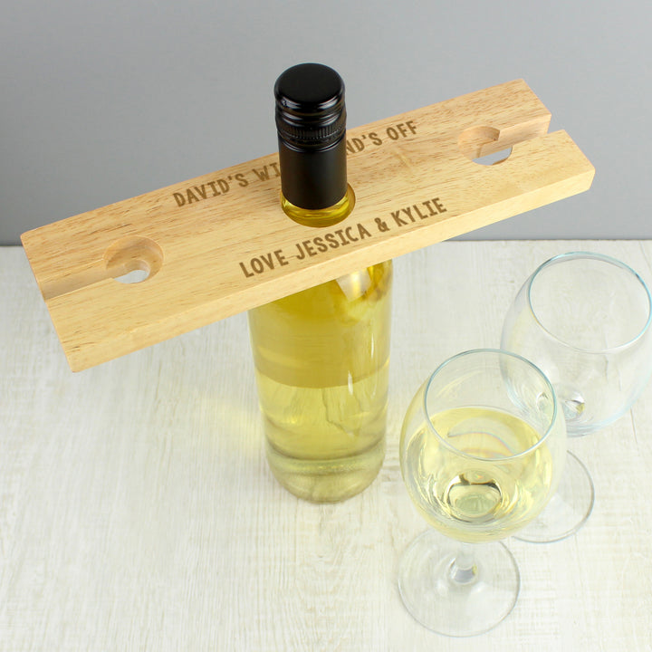 Buy Personalised Free Text Wine Glass & Bottle Holder at www.giftsfinder.co.uk