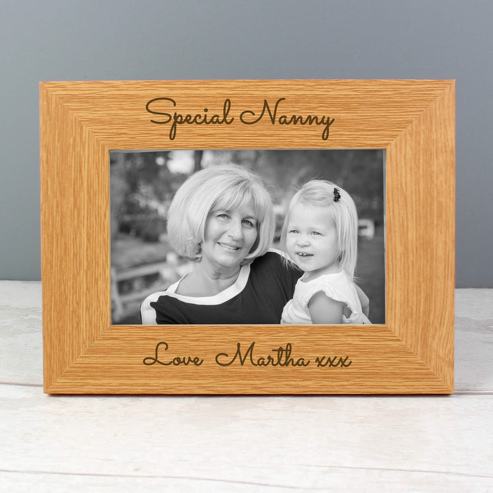 Personalised Free Text 6x4 Inch Wooden Photo Frame - part of the Gifts Finder Personalised Photo Frames collection