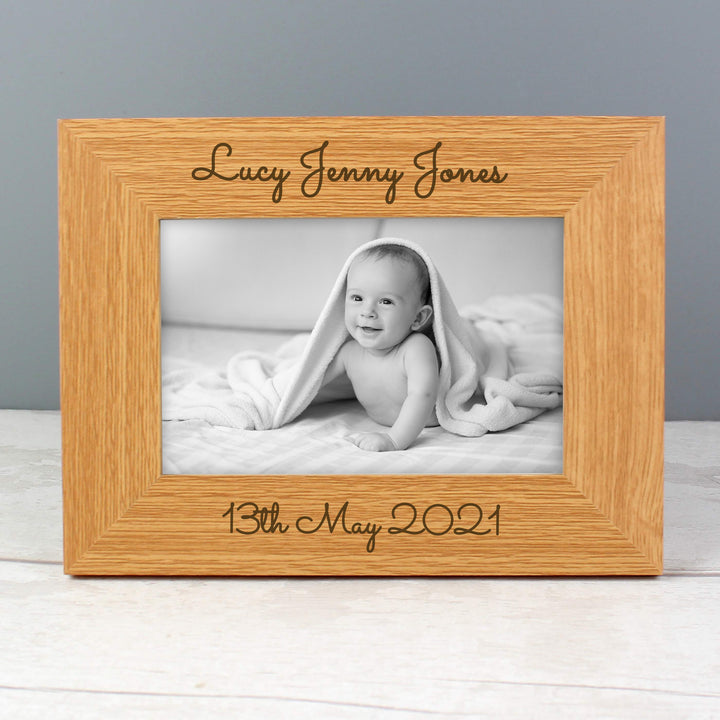 Personalised Free Text 6x4 Inch Wooden Photo Frame - part of the Gifts Finder Personalised Photo Frames collection