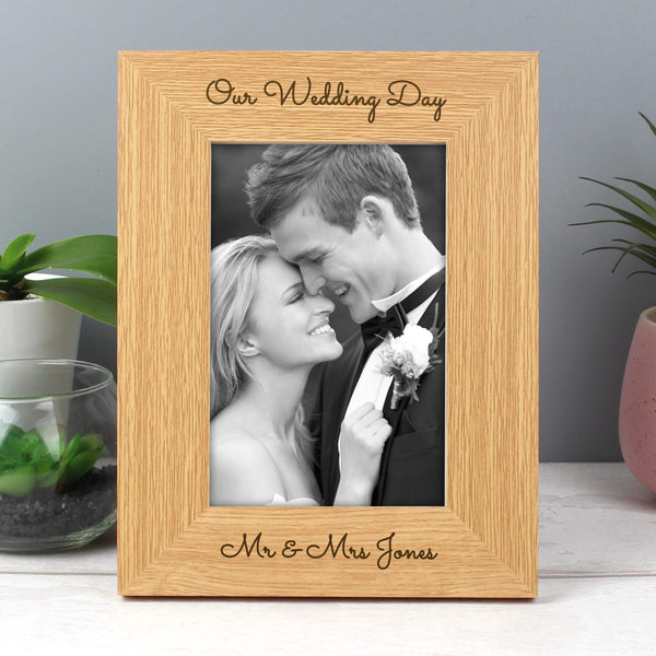 Buy Personalised Free Text 4x6 Wooden Photo Frame at www.giftsfinder.co.uk