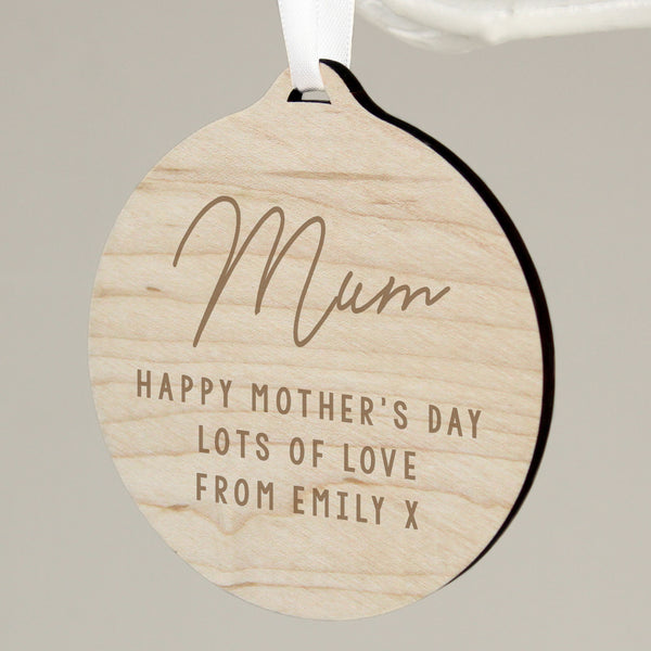 Buy Personalised Free Text  Round Wooden Decoration available now at www.giftsfinder.co.uk