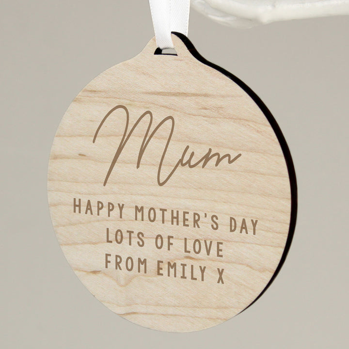 Personalised Free Text  Round Wooden Decoration - part of the Gifts Finder Personalised Ornaments & Keepsakes collection