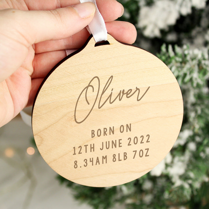 Personalised Free Text  Round Wooden Decoration - part of the Gifts Finder Personalised Ornaments & Keepsakes collection