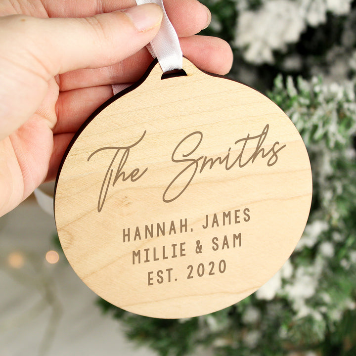 Personalised Free Text  Round Wooden Decoration - part of the Gifts Finder Personalised Ornaments & Keepsakes collection