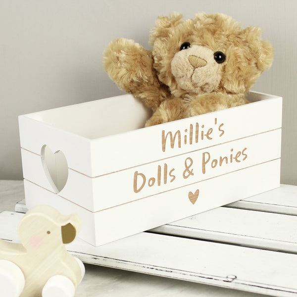 Buy Personalised Free Text Heart White Wooden Crate available now at www.giftsfinder.co.uk