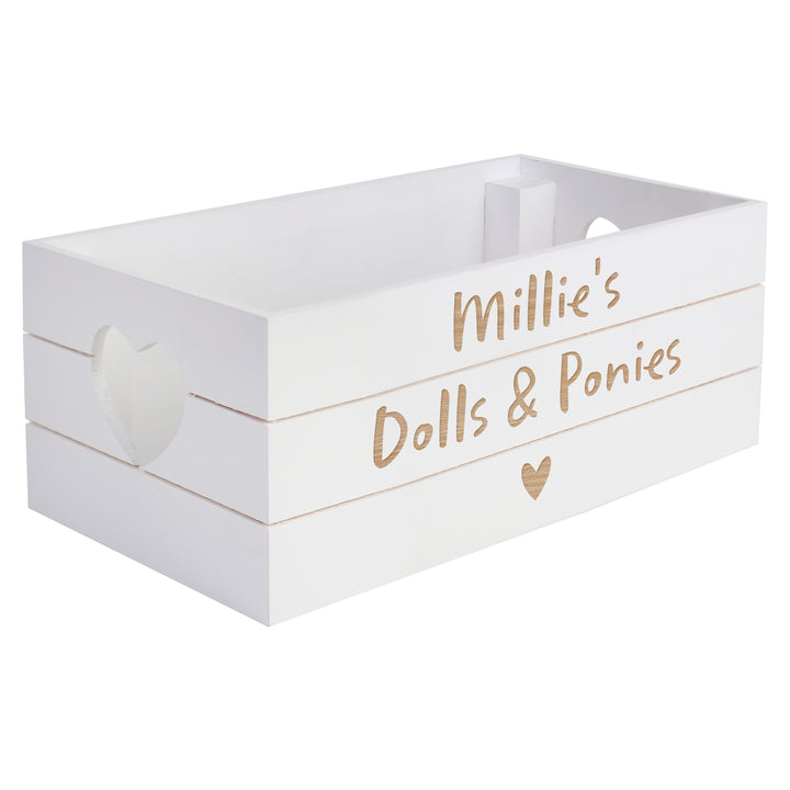 Personalised Free Text Heart White Wooden Crate - part of the Gifts Finder Personalised Ornaments & Keepsakes collection