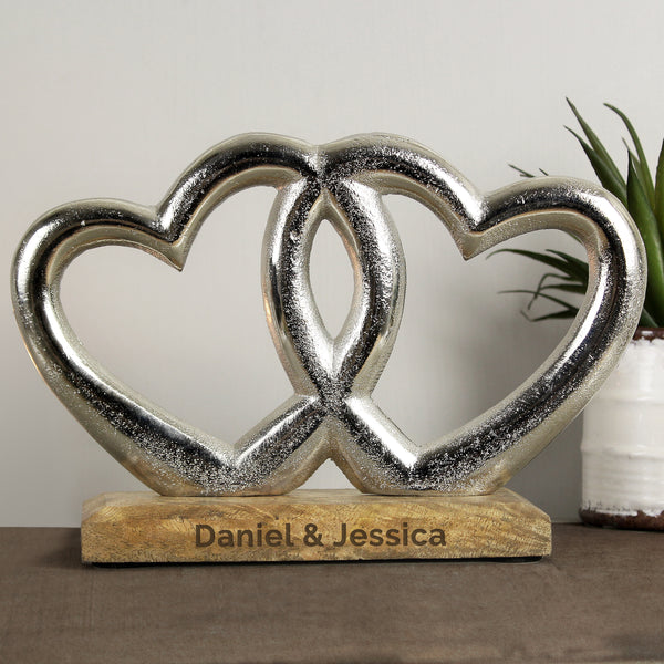 Buy Personalised Free Text Double Heart Ornament available now at www.giftsfinder.co.uk