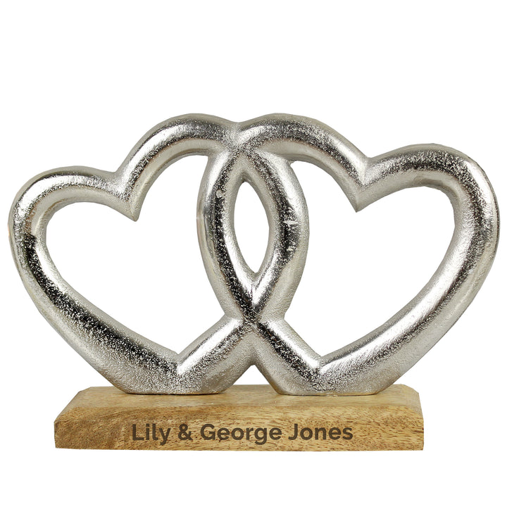 Buy Personalised Free Text Double Heart Ornament available now at www.giftsfinder.co.uk