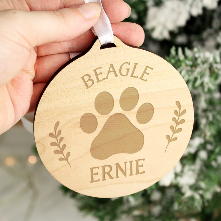 Buy Personalised Dog Breed Round Wooden Bauble available now at www.giftsfinder.co.uk