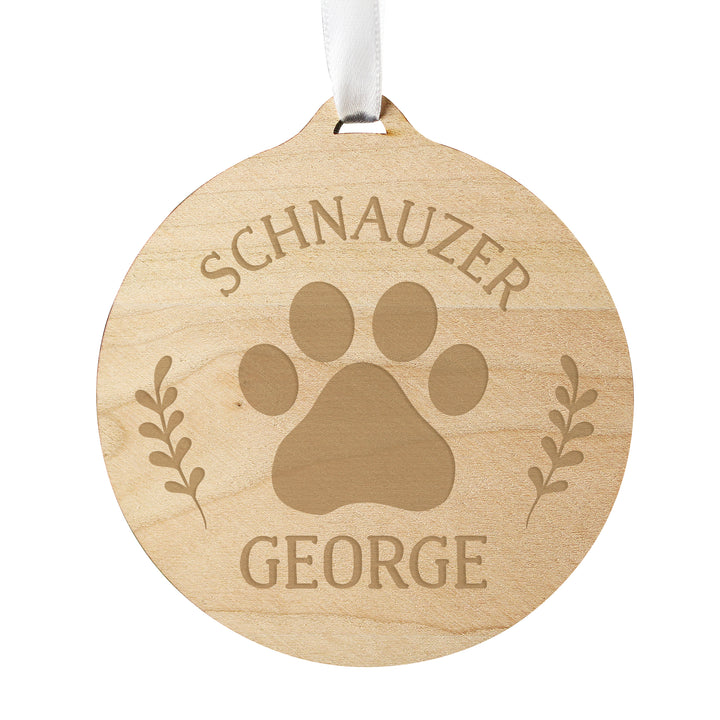 Buy Personalised Dog Breed Round Wooden Bauble available now at www.giftsfinder.co.uk