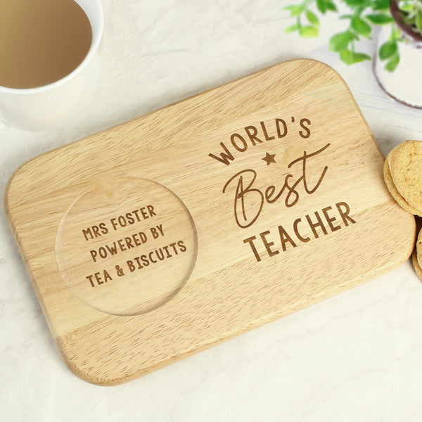 Personalised World's Best Wooden Coaster Tray in gift category Personalised Coasters