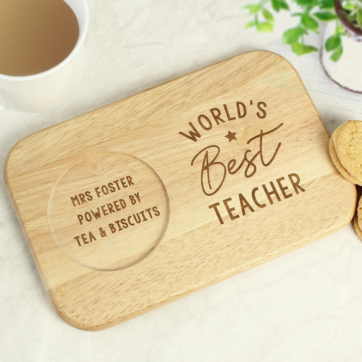 Personalised World's Best Wooden Coaster Tray in gift category Personalised Coasters