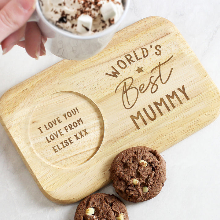 Personalised World's Best Wooden Coaster Tray in gift category Personalised Coasters